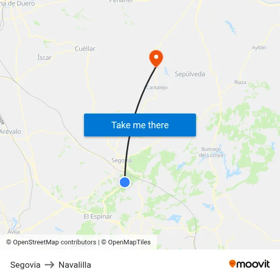 Segovia to Navalilla map