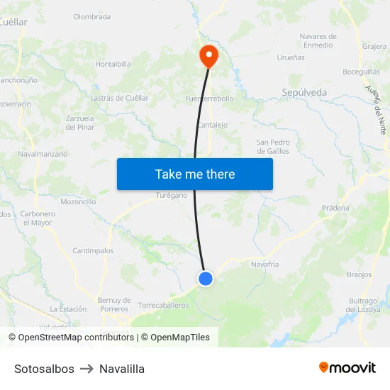 Sotosalbos to Navalilla map