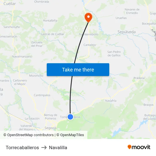 Torrecaballeros to Navalilla map