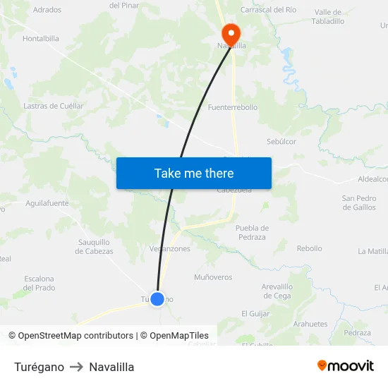 Turégano to Navalilla map