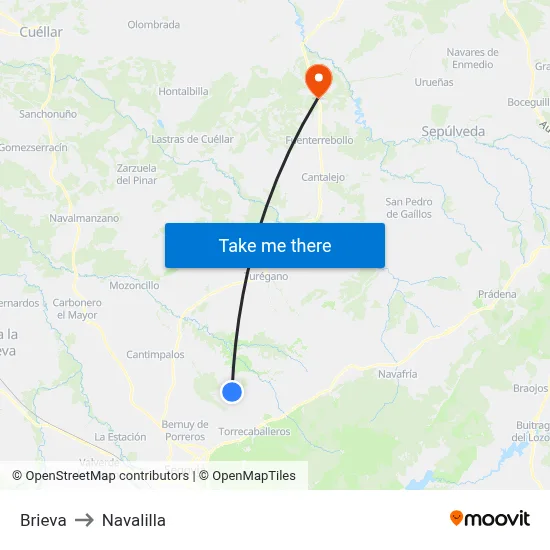 Brieva to Navalilla map