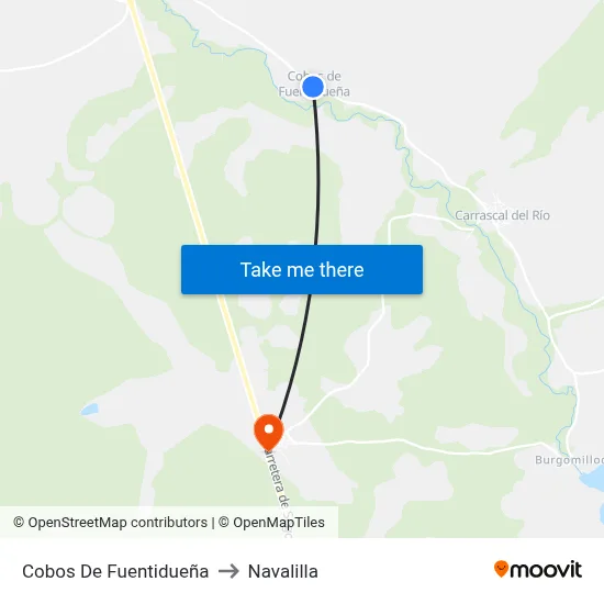 Cobos De Fuentidueña to Navalilla map