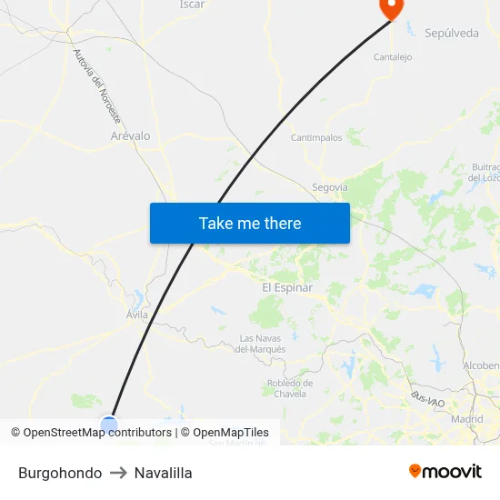 Burgohondo to Navalilla map