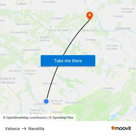 Valseca to Navalilla map