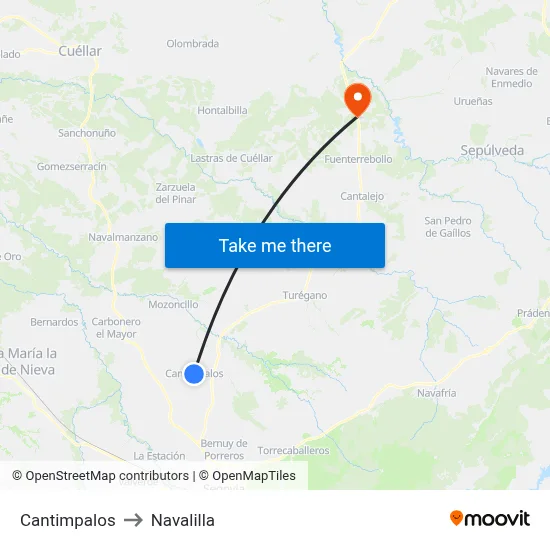 Cantimpalos to Navalilla map