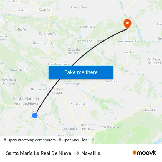 Santa María La Real De Nieva to Navalilla map