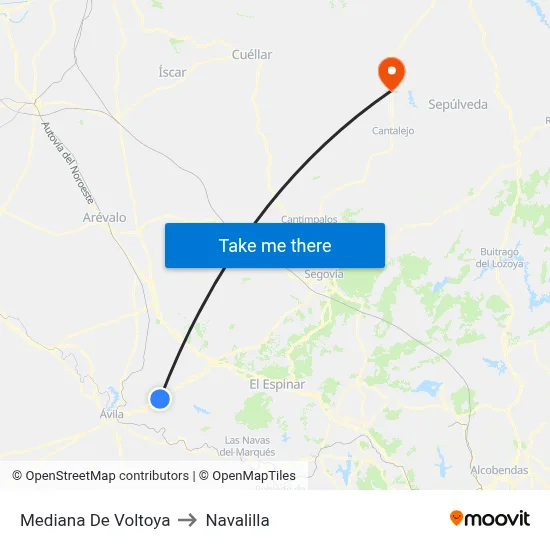 Mediana De Voltoya to Navalilla map