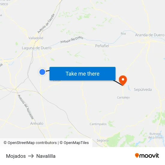 Mojados to Navalilla map