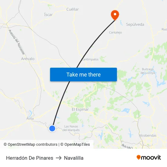 Herradón De Pinares to Navalilla map