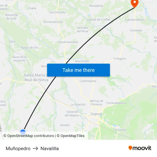 Muñopedro to Navalilla map