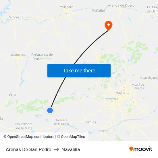 Arenas De San Pedro to Navalilla map