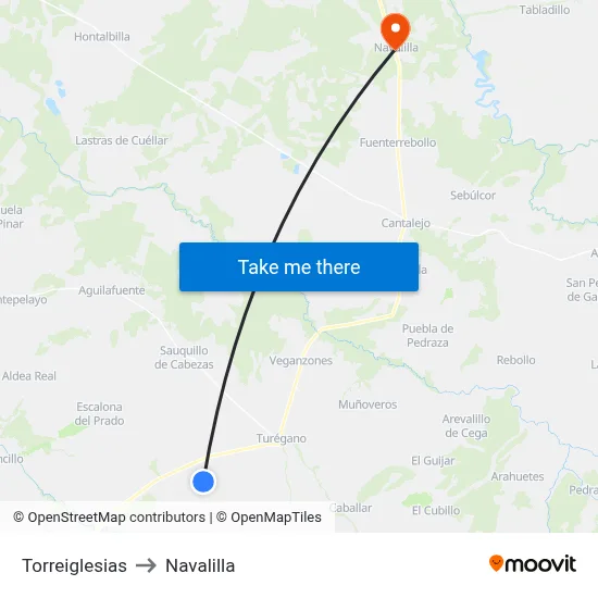Torreiglesias to Navalilla map