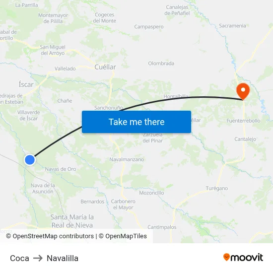 Coca to Navalilla map