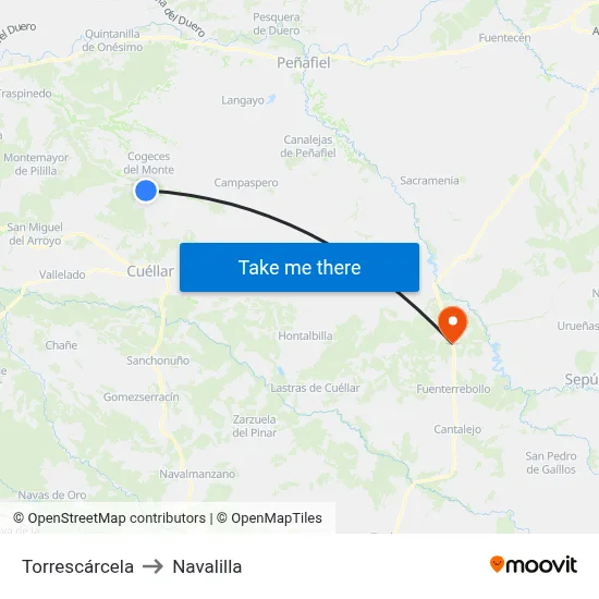 Torrescárcela to Navalilla map