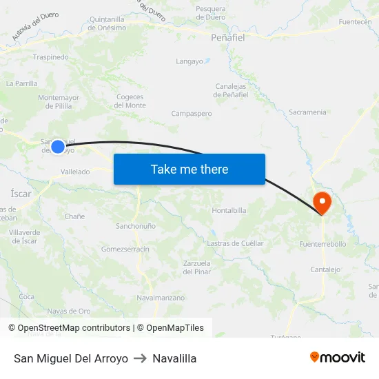 San Miguel Del Arroyo to Navalilla map