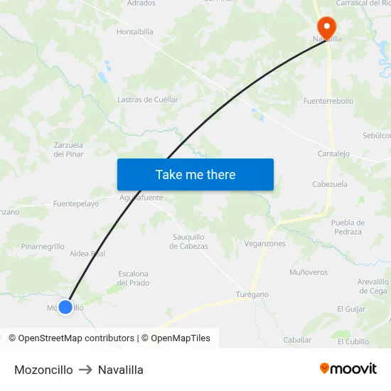 Mozoncillo to Navalilla map
