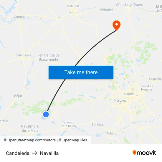 Candeleda to Navalilla map
