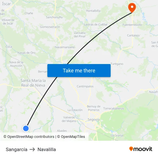 Sangarcía to Navalilla map