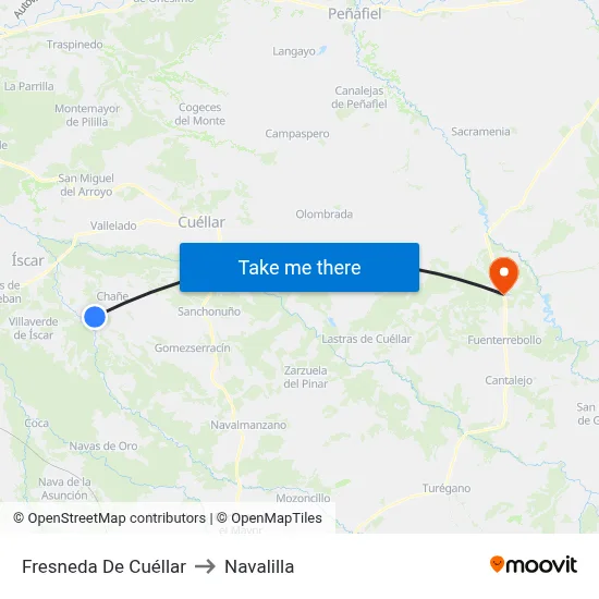 Fresneda De Cuéllar to Navalilla map