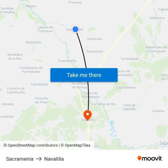 Sacramenia to Navalilla map