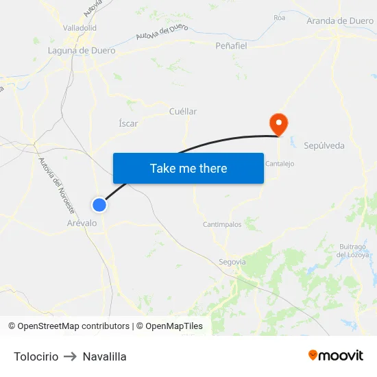 Tolocirio to Navalilla map