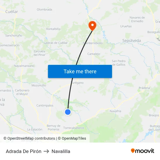 Adrada De Pirón to Navalilla map