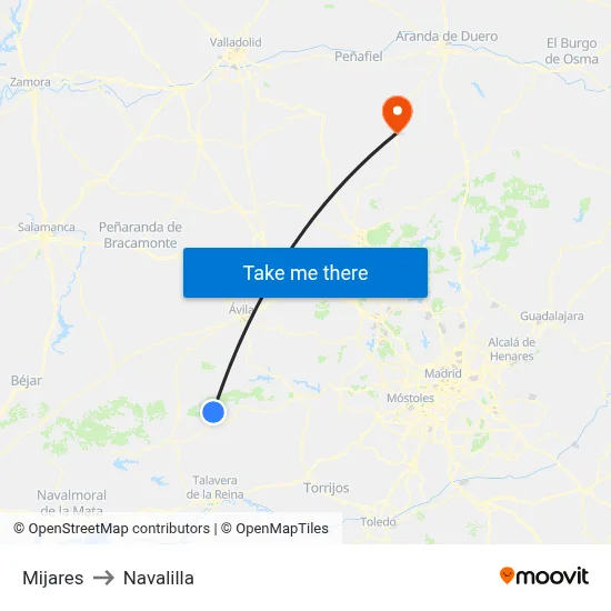 Mijares to Navalilla map