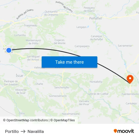 Portillo to Navalilla map