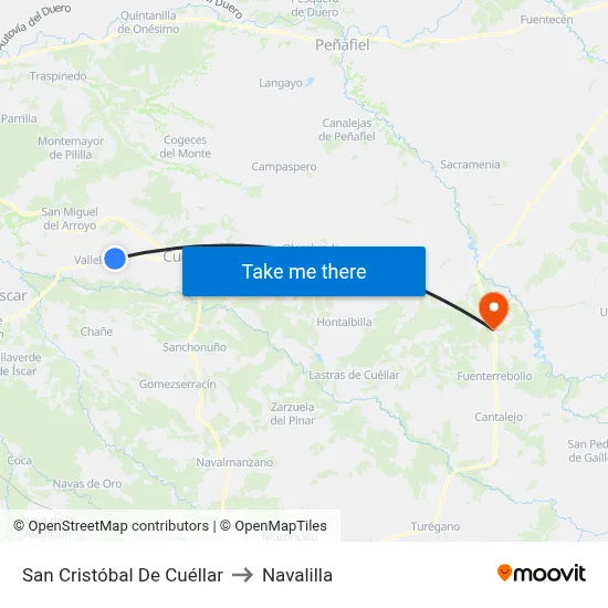 San Cristóbal De Cuéllar to Navalilla map