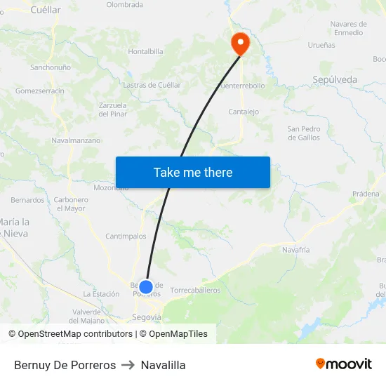 Bernuy De Porreros to Navalilla map