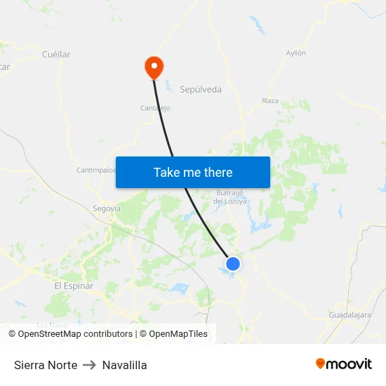 Sierra Norte to Navalilla map