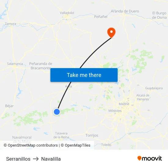 Serranillos to Navalilla map