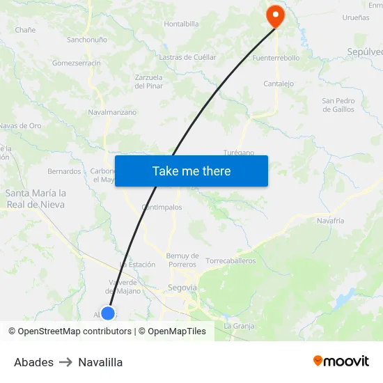 Abades to Navalilla map