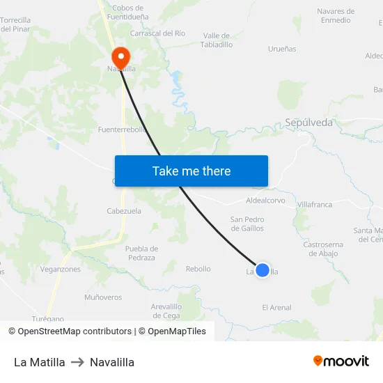 La Matilla to Navalilla map