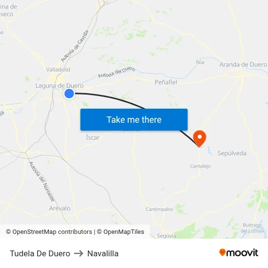 Tudela De Duero to Navalilla map