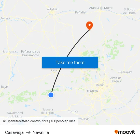 Casavieja to Navalilla map