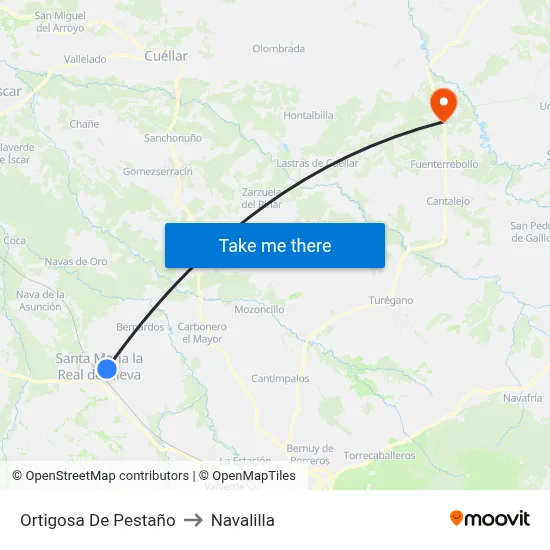 Ortigosa De Pestaño to Navalilla map