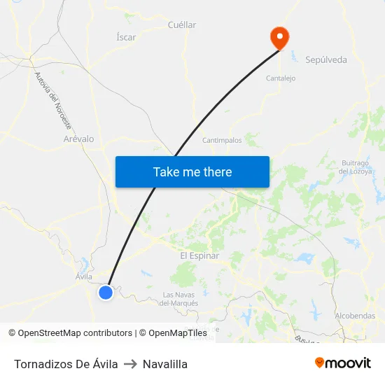 Tornadizos De Ávila to Navalilla map