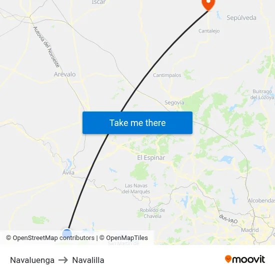 Navaluenga to Navalilla map