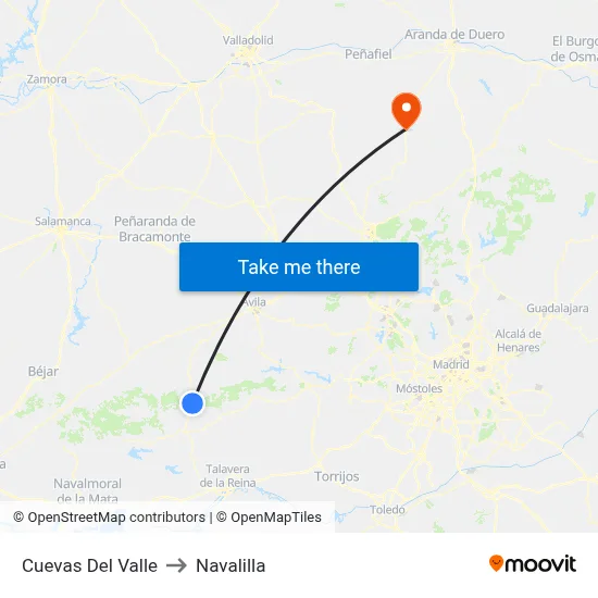 Cuevas Del Valle to Navalilla map
