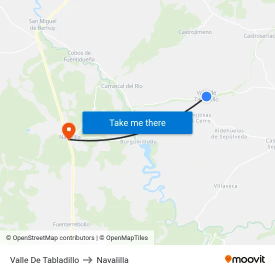 Valle De Tabladillo to Navalilla map