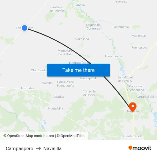 Campaspero to Navalilla map
