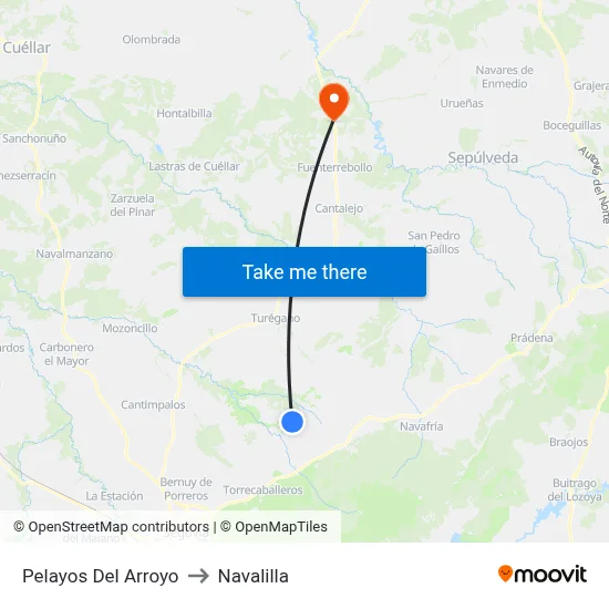 Pelayos Del Arroyo to Navalilla map