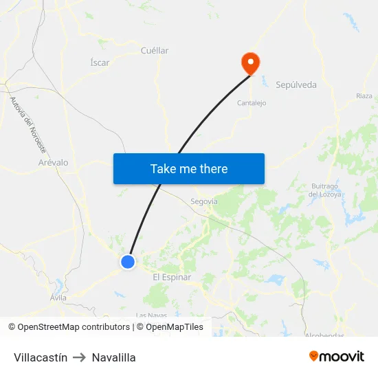 Villacastín to Navalilla map