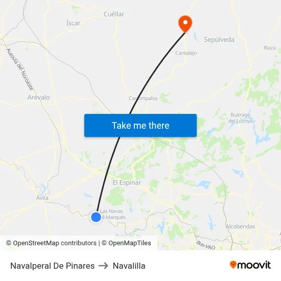 Navalperal De Pinares to Navalilla map