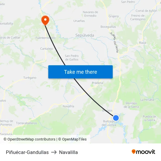 Piñuécar-Gandullas to Navalilla map