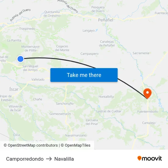 Camporredondo to Navalilla map