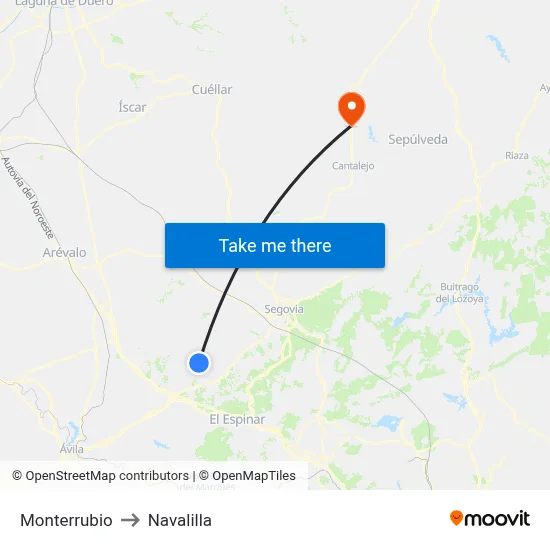 Monterrubio to Navalilla map