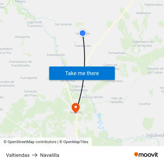 Valtiendas to Navalilla map