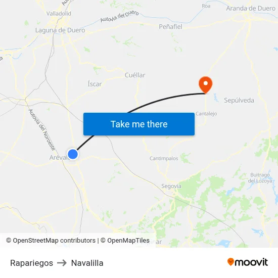 Rapariegos to Navalilla map